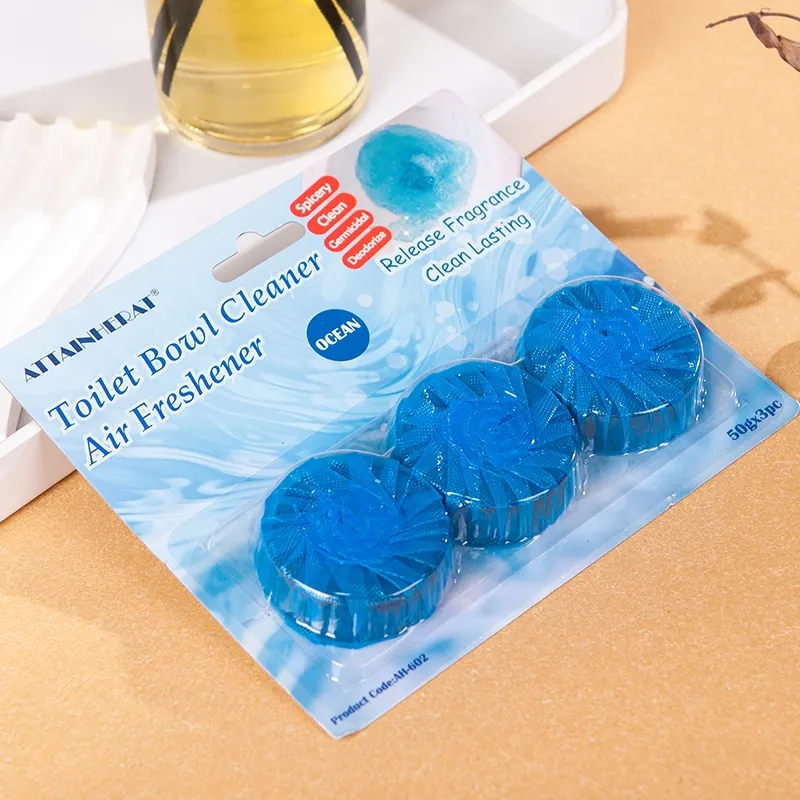 Bathroom Cleaners Blue Toilet Bowl Tablets Drop in Tank Janitorial Deodorizers 3 Pack Round Househol