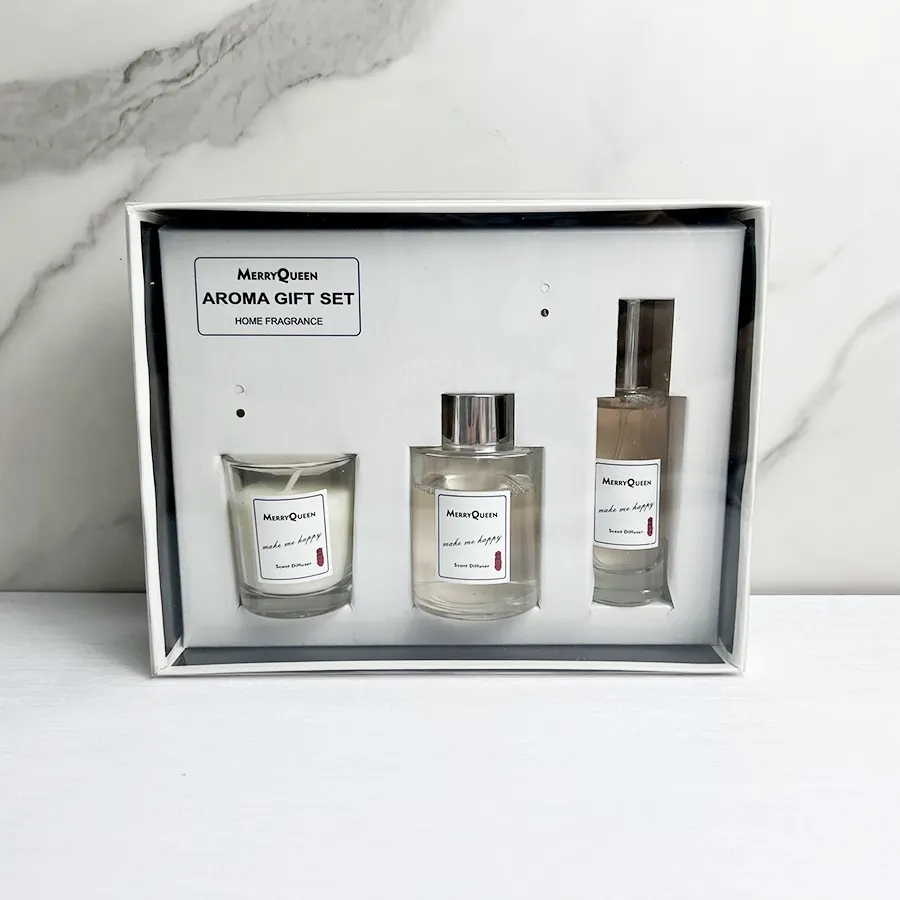 Stylish Nordic Style Gift Set Home Fragrance White Air Freshener Aroma Reed Diffuser and Scent Candl