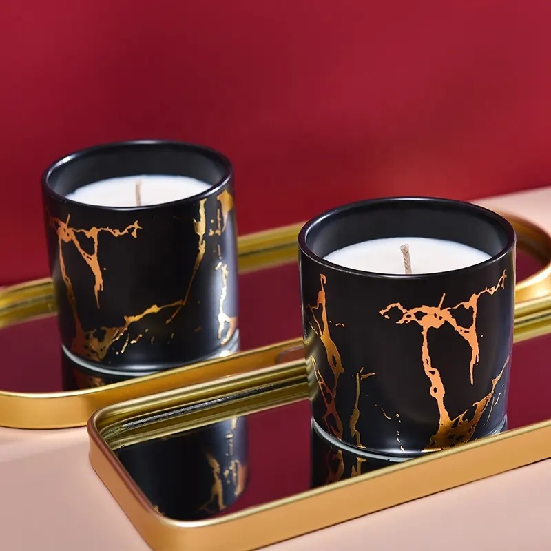 Custom logo Smokeless Yoga Scented Aromatherapy Candles Marble Grain Scented Candles Luxury Candles 